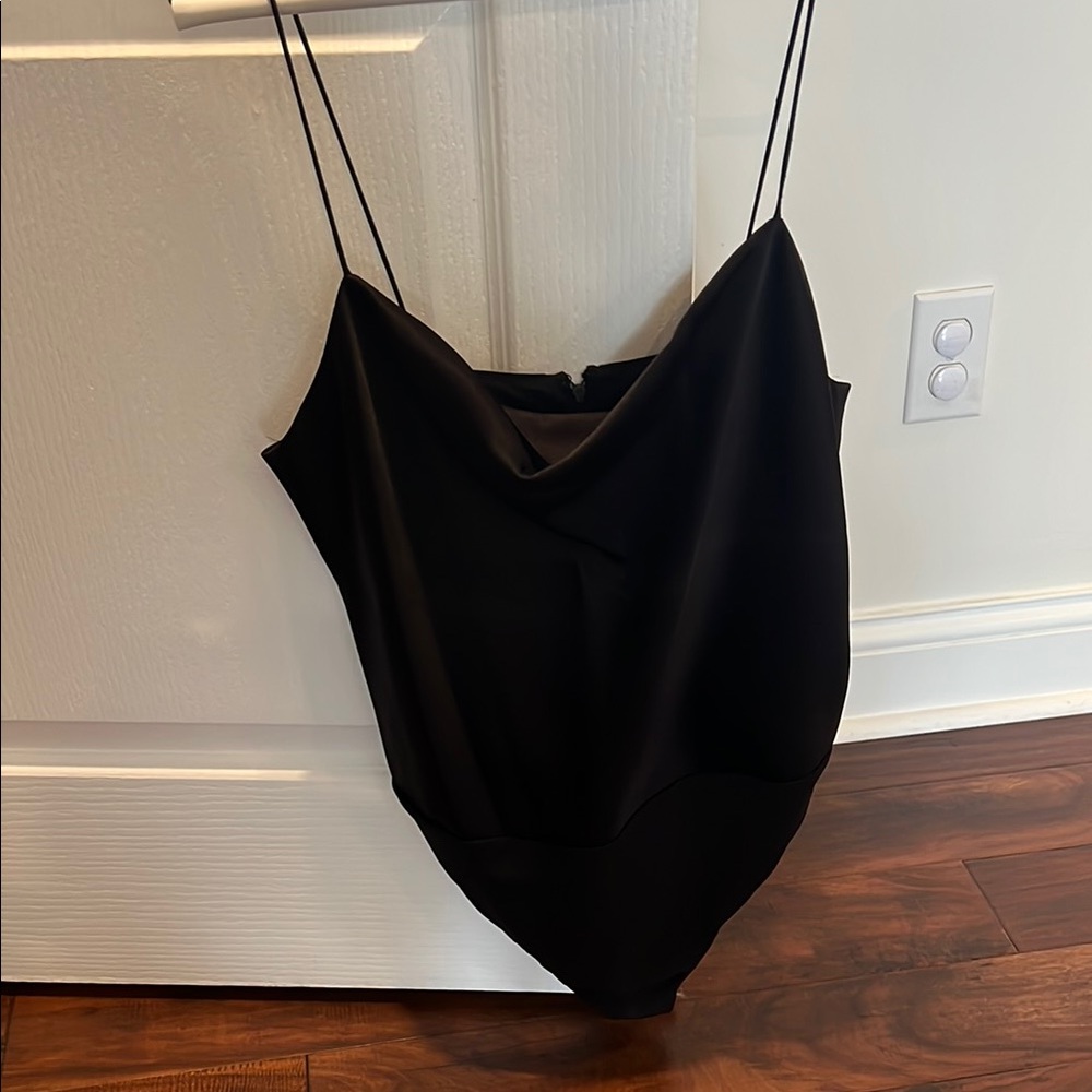 Alice and Olivia black silk bodysuit